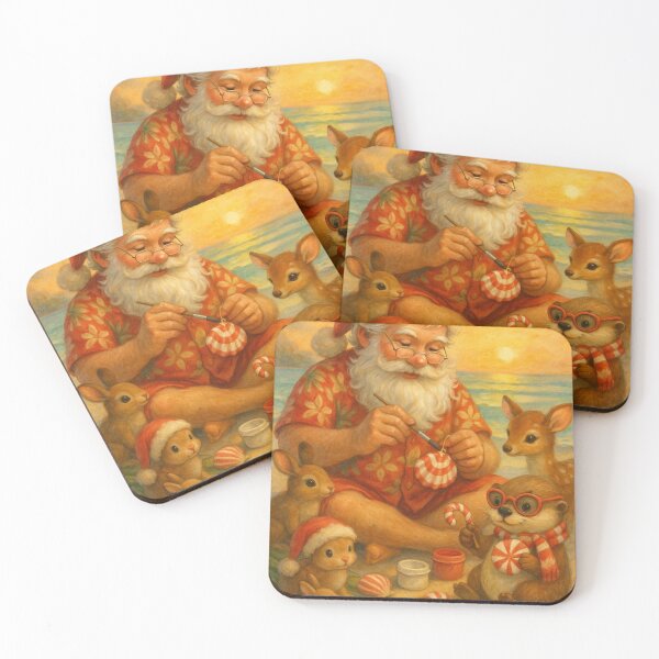 Item preview, Beachside Ornament Workshop – Santa & Animals Tropical Christmas designed and sold by printedartgoods.