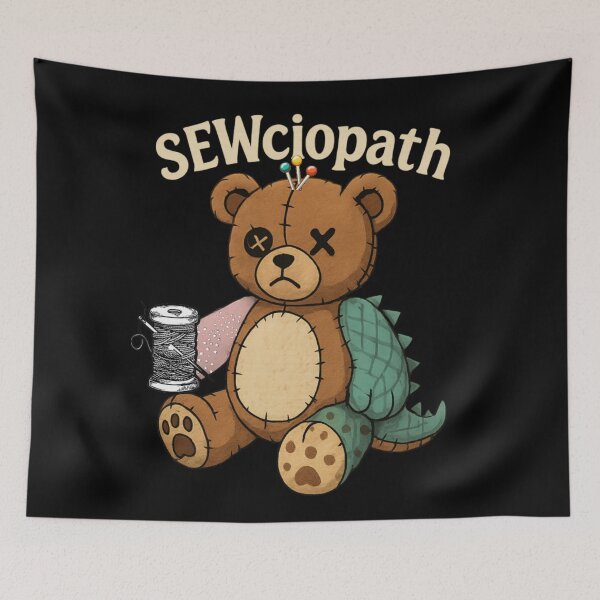 Item preview, SEWciopath patchwork Stitch Plush Bear Thread Needle designed and sold by JediKittenWars.