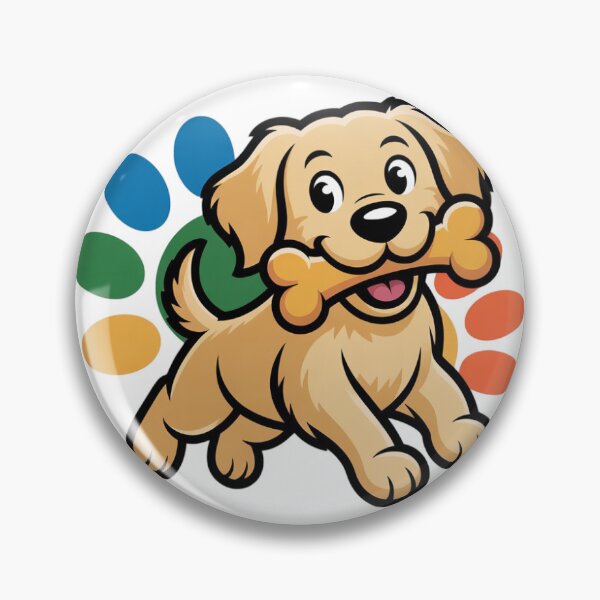 Artikelvorschau, Fröhlicher Golden-Retriever-Welpe mit Knochen und bunten Pfoten entworfen und verkauft von varshitha2024.