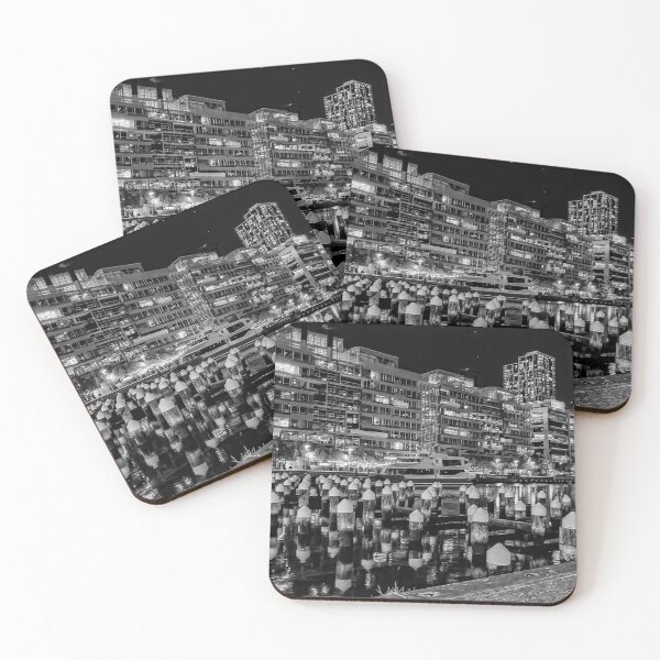 Item preview, Docklands Living along the Pier Posts Black & White - Melbourne, Victoria, Australia designed and sold by Steven Jodoin.
