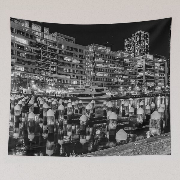 Item preview, Docklands Living along the Pier Posts Black & White - Melbourne, Victoria, Australia designed and sold by Steven Jodoin.