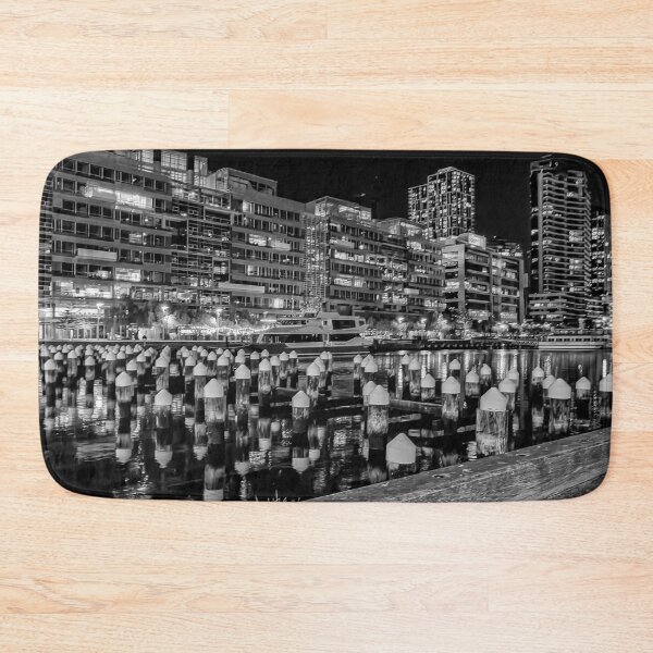 Item preview, Docklands Living along the Pier Posts Black & White - Melbourne, Victoria, Australia designed and sold by Steven Jodoin.