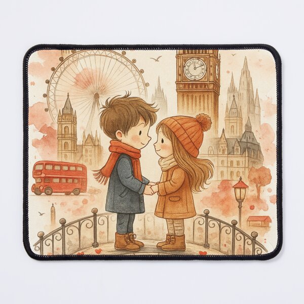 Item preview, London Love Story – Cute Romantic Couple Illustration designed and sold by farzan-design.