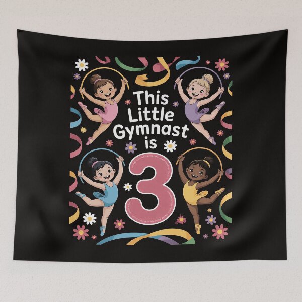 Item preview, 3 Year Old Gymnast 3rd Birthday Girl Tumbling Gymnastics designed and sold by silladive.