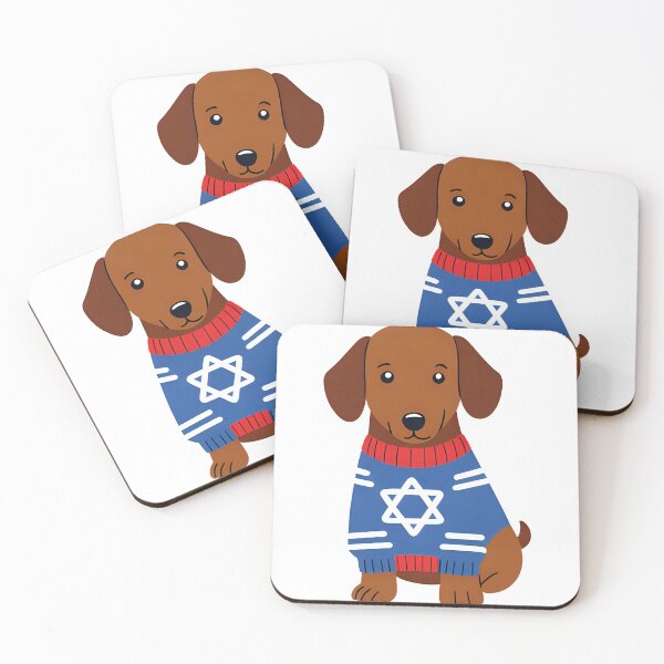 Item preview, dachshund in hannukah sweater designed and sold by eksprinkel.