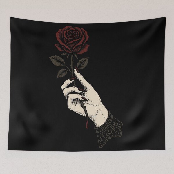 Item preview, Gothic Hand with Bleeding Rose – Dark Romantic Aesthetic – Vintage Floral Art designed and sold by Mouraludia.