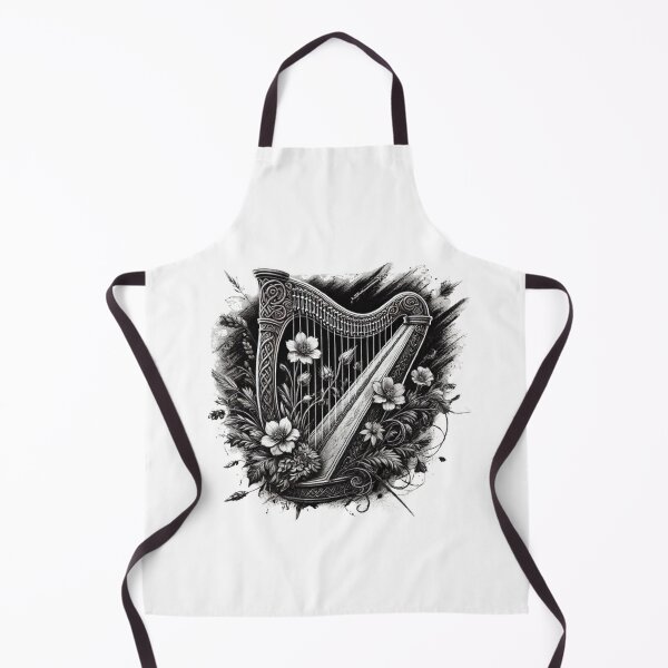 Item preview, Celtic Harp of Wildflowers – Inked Elegy designed and sold by CelticSoulShop.
