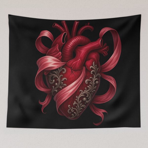 Item preview, Gothic Anatomical Heart with Baroque Filigree & Ribbon – Dark Romantic Aesthetic designed and sold by Mouraludia.