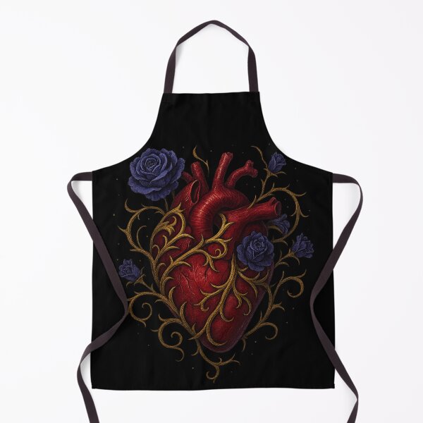 Item preview, Anatomical Heart with Blue Roses & Gold Vines – Gothic Romantic Botanical Art designed and sold by Mouraludia.