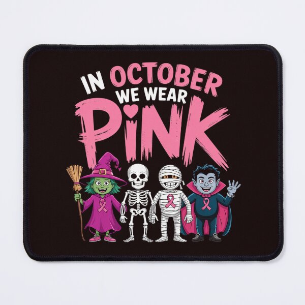 Item preview, October We Wear Pink Witch Skeleton Halloween Breast Cancer designed and sold by hettingerchaim.