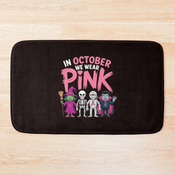 Item preview, October We Wear Pink Witch Skeleton Halloween Breast Cancer designed and sold by hettingerchaim.