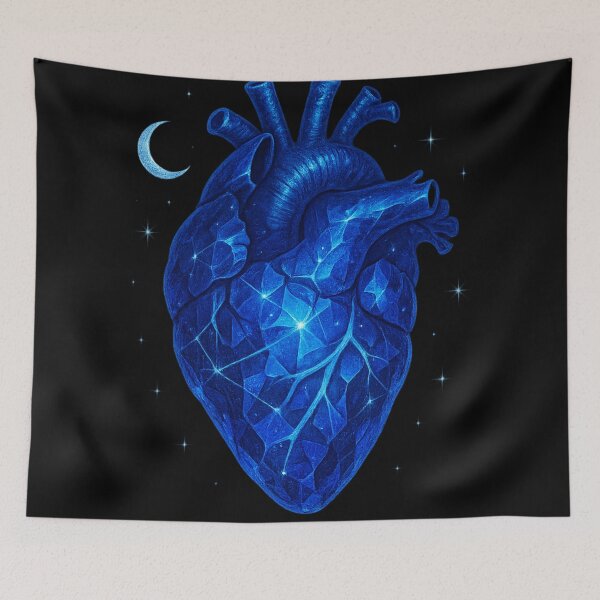 Item preview, Celestial Crystal Heart – Cosmic Blue Anatomical Heart – Starry Galaxy Aesthetic designed and sold by Mouraludia.