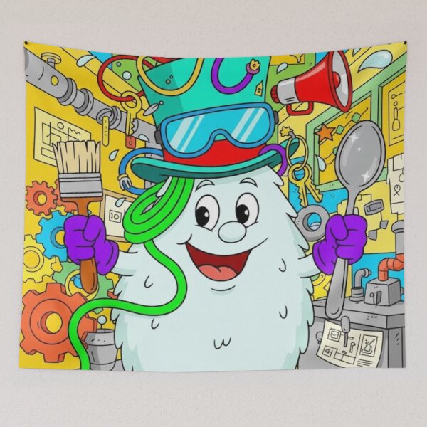 Item preview, Crazy Inventor Ghost In Colorful Cartoon Workshop designed and sold by anandsiva2703.