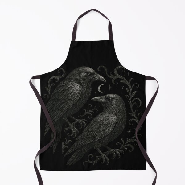 Item preview, Two Ravens with Crescent Moon – Gothic Occult Art – Dark Baroque Aesthetic designed and sold by Mouraludia.