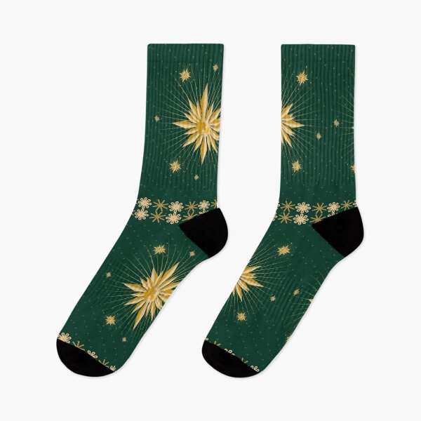 Item preview, Luxury Gold Starburst Christmas Pattern on Deep Green designed and sold by HopeAndHustle.