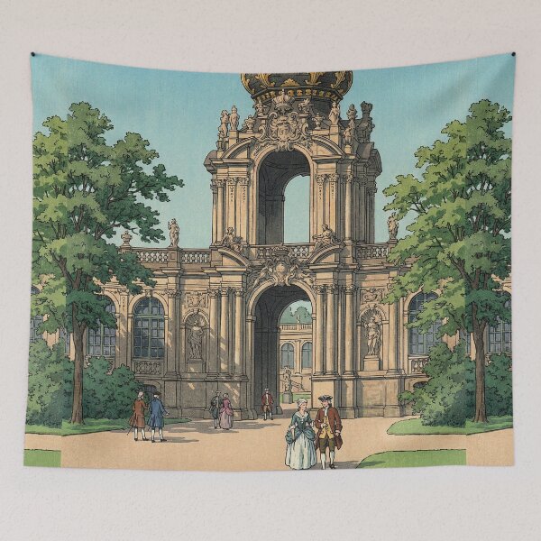 Item preview, The Crown Gate of Dresden Zwinger Japanese Woodblock Print designed and sold by Takeda-art.