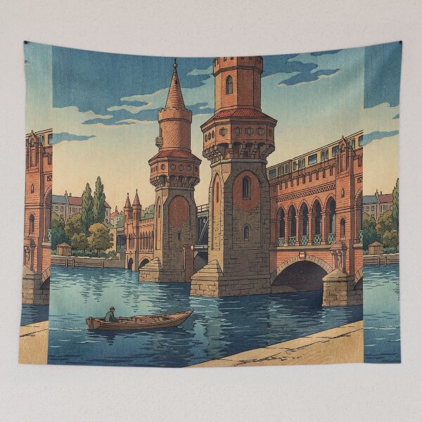 Item preview, Oberbaum Bridge Japanese Woodblock Print designed and sold by Takeda-art.