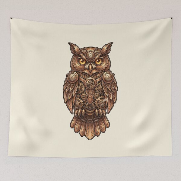 Item preview, Steampunk Owl Clockwork Illustration – Mechanical Gear Design designed and sold by bennasener.