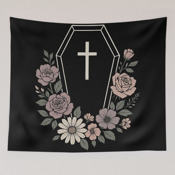 Item preview, Pastel Floral Coffin – Soft Goth Aesthetic – Cute Pastel Gothic Flowers designed and sold by Mouraludia.