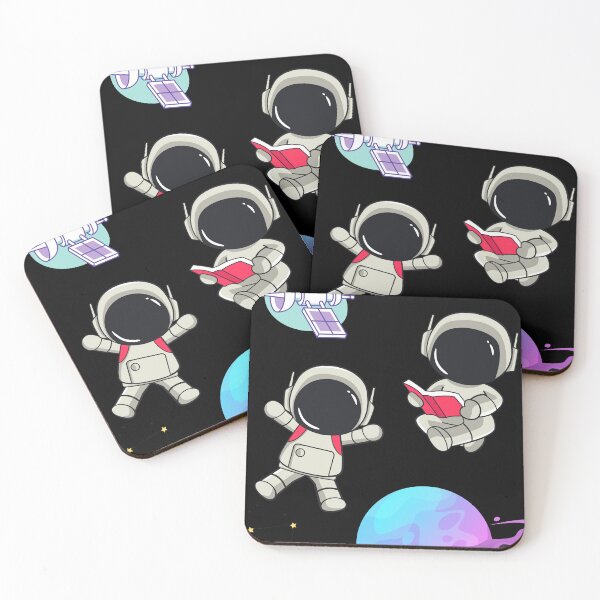 Item preview, Kawaii Astronauts Floating in Space | Chibi Astronaut Art with Planet & Satellite designed and sold by ConfuseLab Alt.