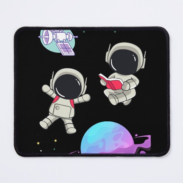 Item preview, Kawaii Astronauts Floating in Space | Chibi Astronaut Art with Planet & Satellite designed and sold by ConfuseLab Alt.
