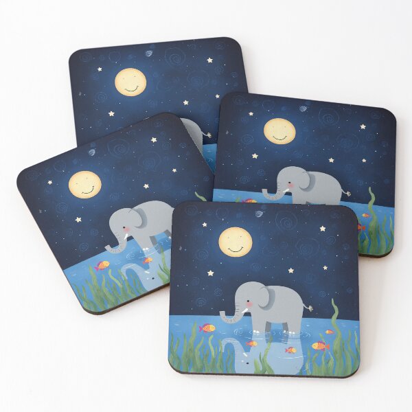 Item preview, Moonlit Elephant – Cute Nighttime Animal Illustration designed and sold by Whimsical Hug.