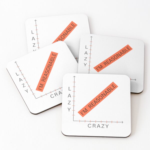 Item preview, Neither Lazy Nor Crazy – I’m Reasonable Graph Meme | Funny Personality Chart Design designed and sold by rebuZZ-Apparels-The Minimalistic Buzz.