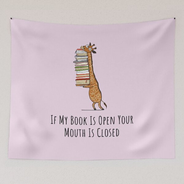 Item preview, Funny Giraffe Holding a Stack of Books - If My Book Is Open Your Mouth Is Closed  - Book Lover Gift, Phones Cases And Other Gift designed and sold by MemWear.