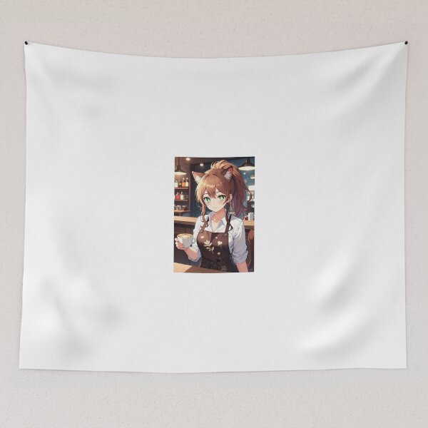 Item preview, Cute Cat Girl Barista with Latte Art | Kawaii Coffee Shop Aesthetic designed and sold by iloveanimechibi.