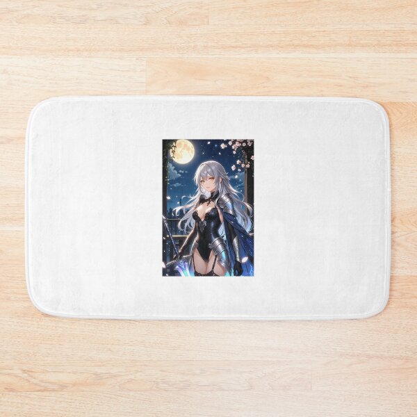 Item preview, Silver Haired Knight Anime Girl Under Full Moon | Fantasy Dark City designed and sold by iloveanimechibi.