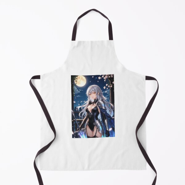 Item preview, Silver Haired Knight Anime Girl Under Full Moon | Fantasy Dark City designed and sold by iloveanimechibi.