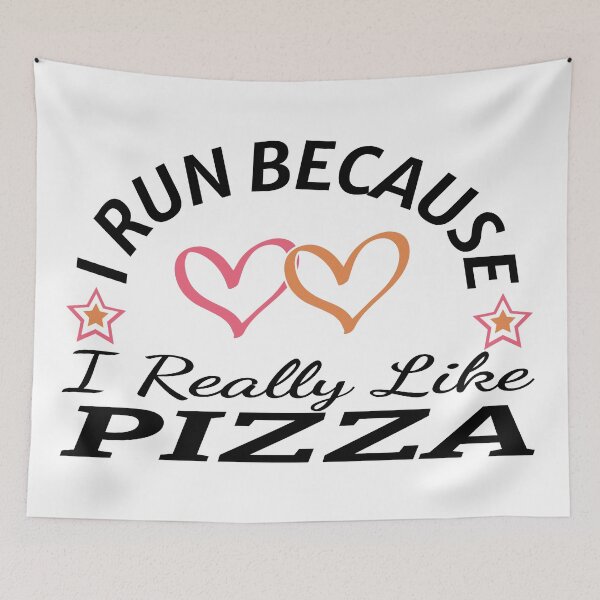 Item preview, I Run Because I Really Like Pizza Funny Running Quote Fast Food Humor Gift Idea designed and sold by karibov.