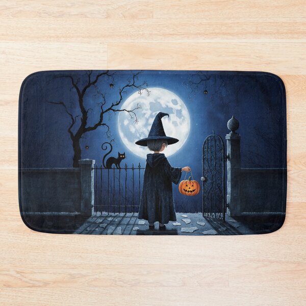 Item preview, Halloween Witch Boy – Full Moon Spooky Night Art designed and sold by Whimsical Hug.