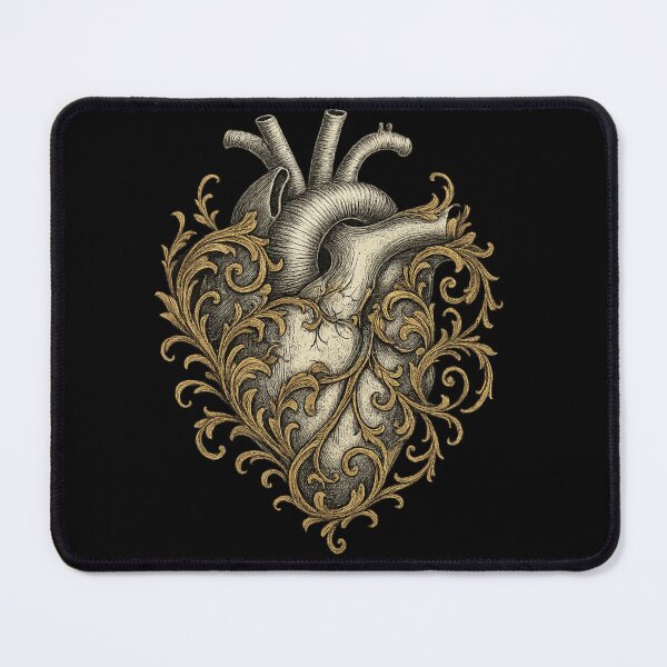 Item preview, Anatomical Heart with Gold Baroque Filigree – Gothic Luxury Aesthetic – Vintage Anatomy Art designed and sold by Mouraludia.