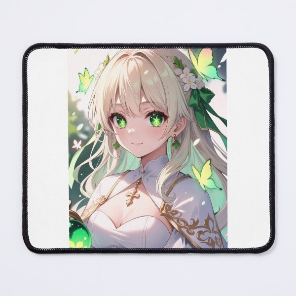 Item preview, Stunning Anime Nature Spirit Girl - Glowing Green Eyes & Butterflies designed and sold by iloveanimechibi.