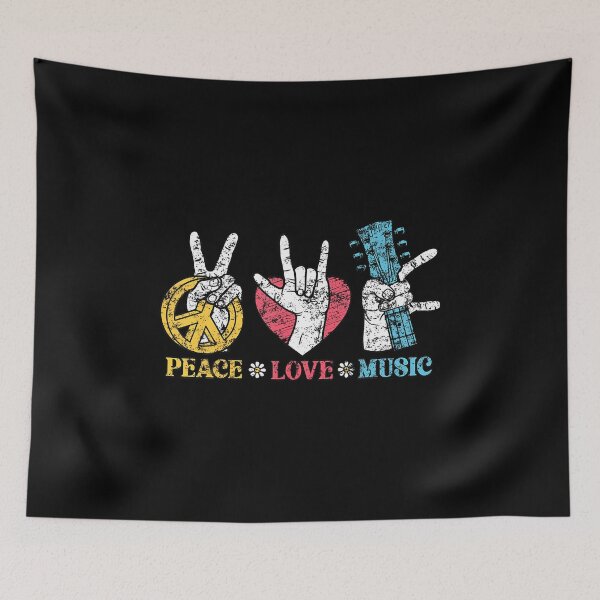 Item preview, Peace Love Music Vintage Hippie Guitar Player Musician designed and sold by LeanneSandra.