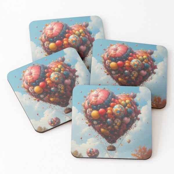 Item preview, Heart-shaped balloon flight over autumnal landscape designed and sold by Mianku | Für das Leben.