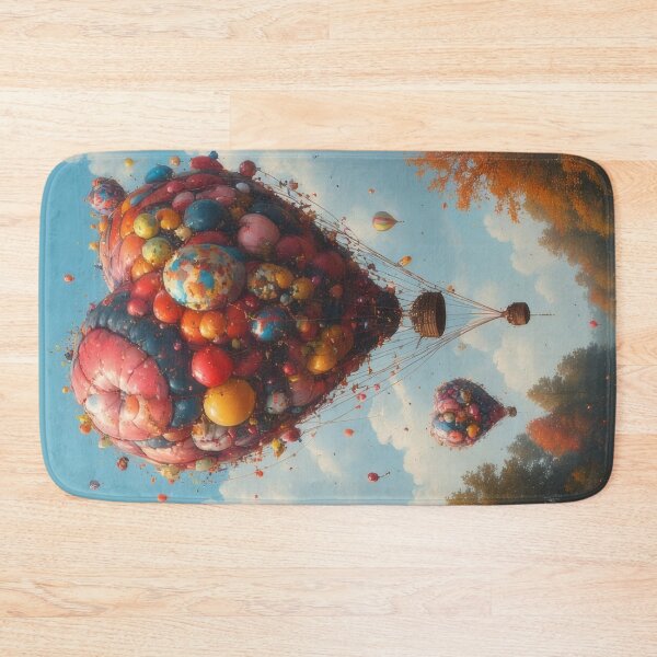 Item preview, Heart-shaped balloon flight over autumnal landscape designed and sold by Mianku | Für das Leben.