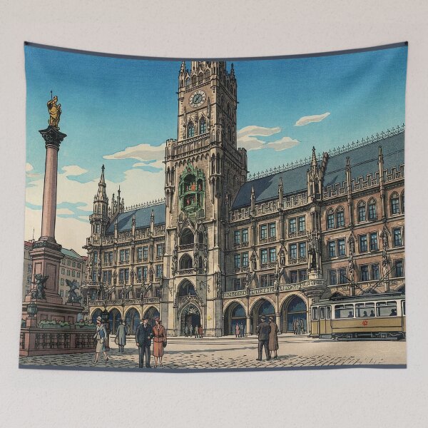 Item preview, Marienplatz of Munich Japanese Woodblock Print designed and sold by Takeda-art.
