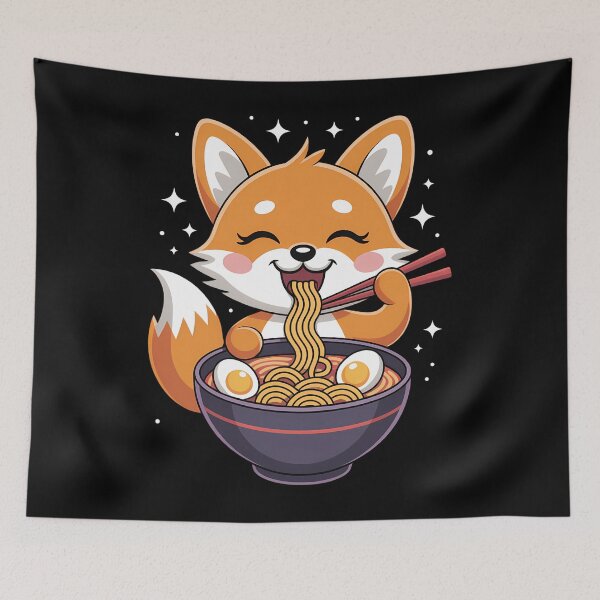 Item preview, Cute Japanese Anime Kawaii Fox Eating Ramen designed and sold by DentistLegal.