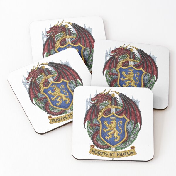 Item preview, Medieval Dragon & Sword Heraldic Crest Embroidery T-Shirt | Fantasy Knight Lion Shield Sticker designed and sold by GeniePixel.