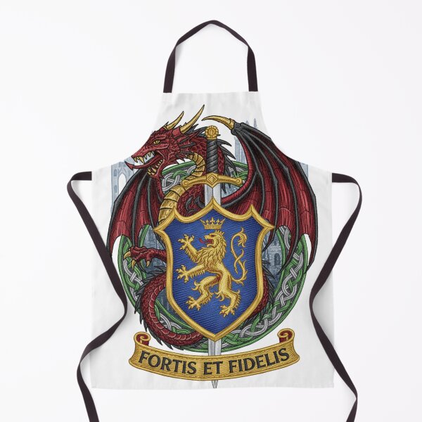 Item preview, Medieval Dragon & Sword Heraldic Crest Embroidery T-Shirt | Fantasy Knight Lion Shield Sticker designed and sold by GeniePixel.
