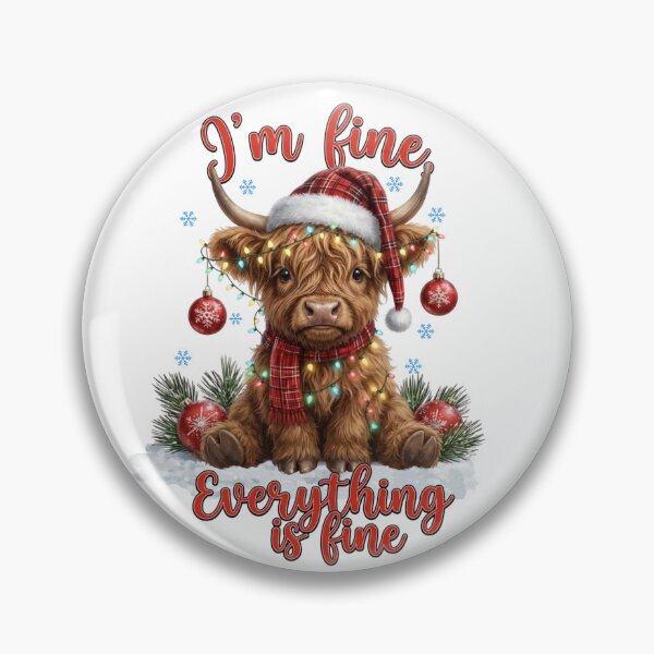 Item preview, Funny "I'm Fine" Highland Cow Christmas designed and sold by minlik.