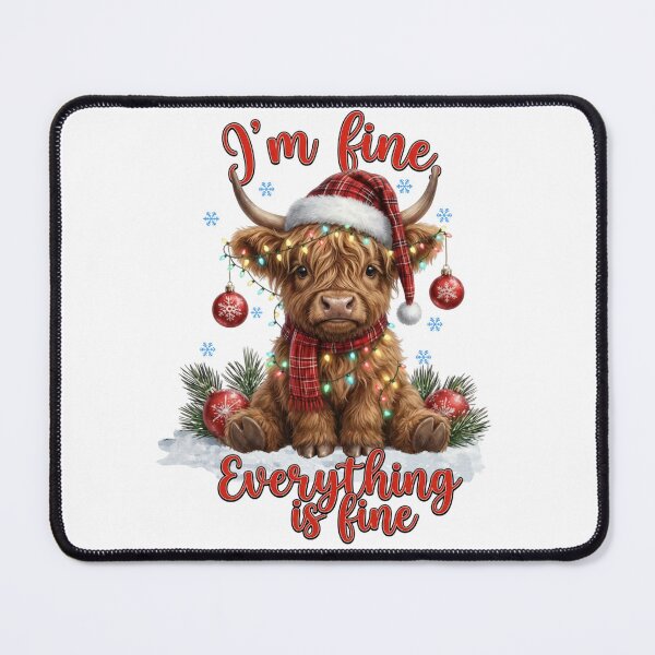 Item preview, Funny "I'm Fine" Highland Cow Christmas designed and sold by minlik.