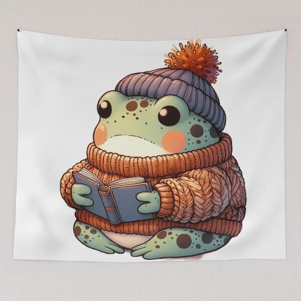 Item preview, Cute Frog Reading Book Wearing Cozy Sweater designed and sold by oynipshop.