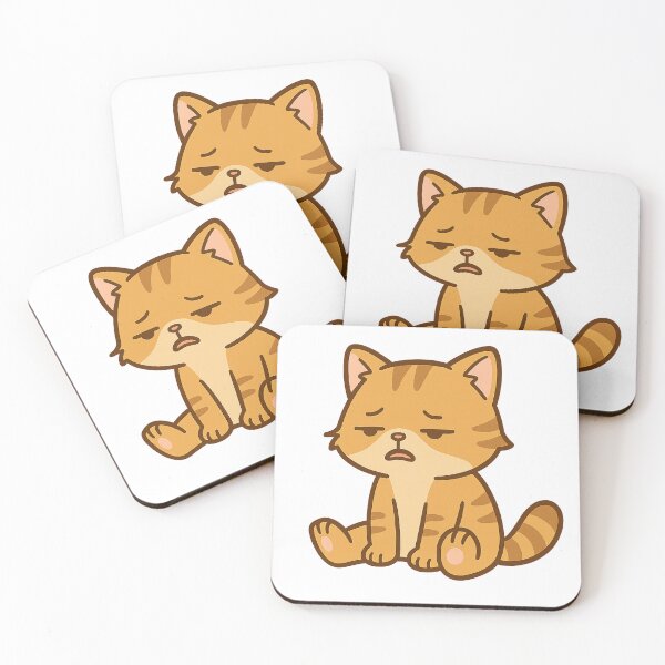 Item preview, Kawaii Tired Cat – Cute Exhausted Meme Art designed and sold by kimkosovo.