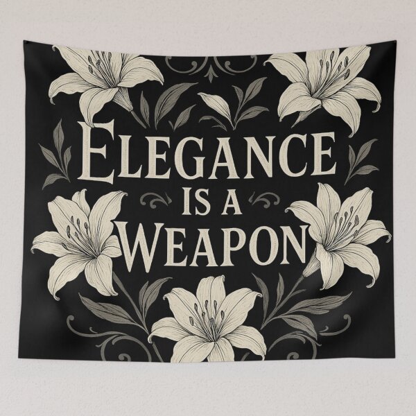 Item preview, “Elegance Is a Weapon” – Gothic Floral Quote – Dark Feminine Aesthetic designed and sold by Mouraludia.