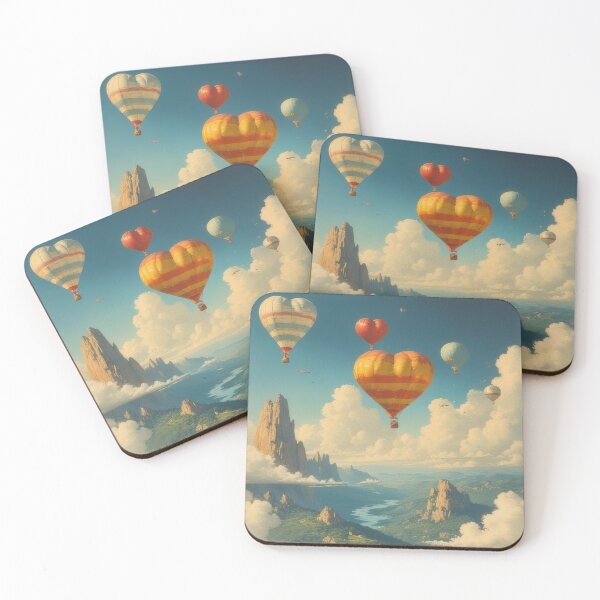 Item preview, Heart-shaped balloons over a picturesque landscape designed and sold by Mianku | Für das Leben.