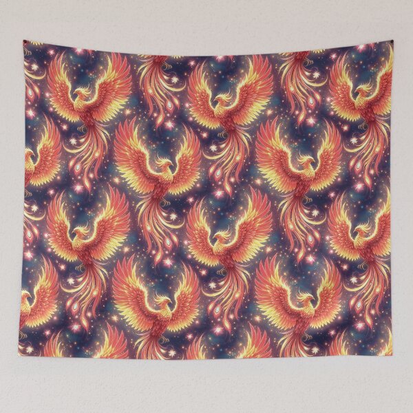Item preview, Majestic Phoenix Seamless Pattern – Fiery Mythical Bird in Cosmic Night Sky designed and sold by jarvisdesignsJD.