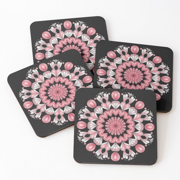 Item preview, Art Nouveau Mandala Throw/Pillow/Tee - Luminous Crimson, Coral & Silver designed and sold by ZyxDes.